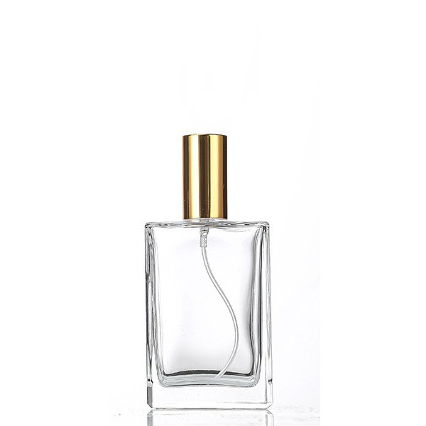 Homay luxury empty 30ml/50ml/100ml flat clear rectangle perfume glass bottle