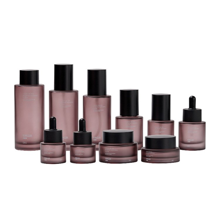emballage cosmetique 30g 50g 50m 100ml 120 ml Fancy unique frosted amber bottles cosmetic packaging skincare jars and bottles