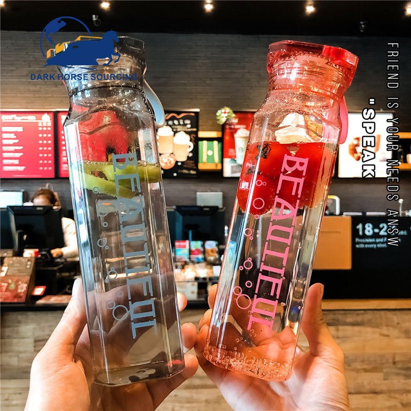 Custom 500 ml Creative Crystal Water Bottle Glass Direct Drinking Glass Water Cup Bottles for couple