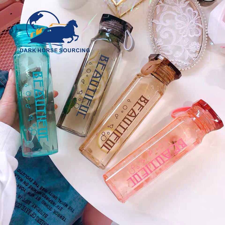 Custom 500 ml Creative Crystal Water Bottle Glass Direct Drinking Glass Water Cup Bottles for couple