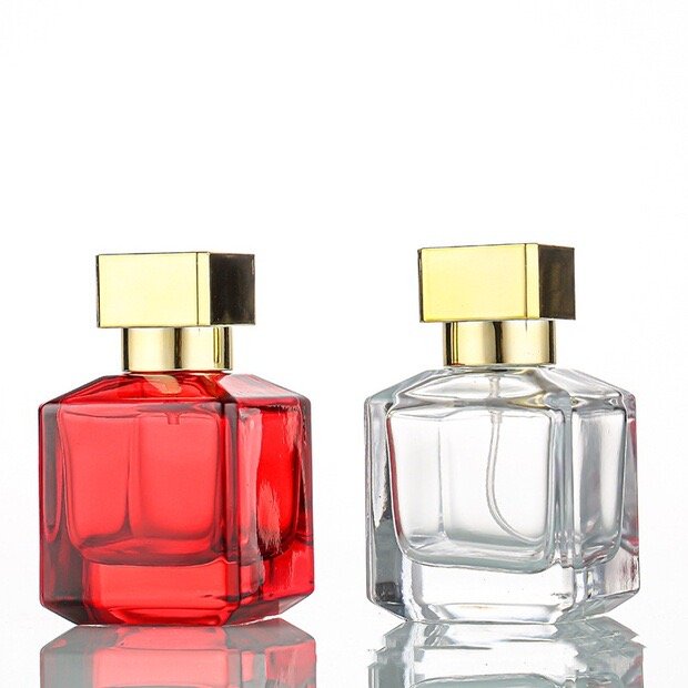50ml 70ml Glass Perfume Spray Bottle with Square Cap Luxury Rectangle Custom Empty Perfume Bottle