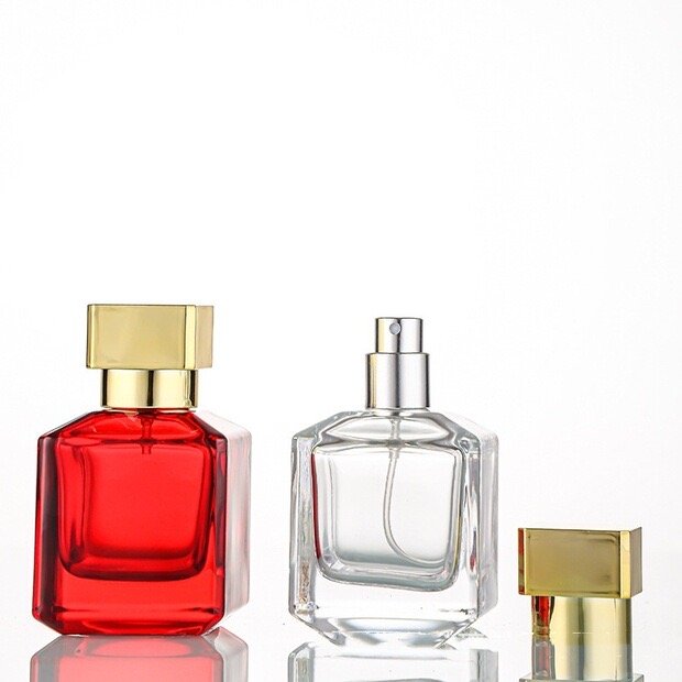 50ml 70ml Glass Perfume Spray Bottle with Square Cap Luxury Rectangle Custom Empty Perfume Bottle