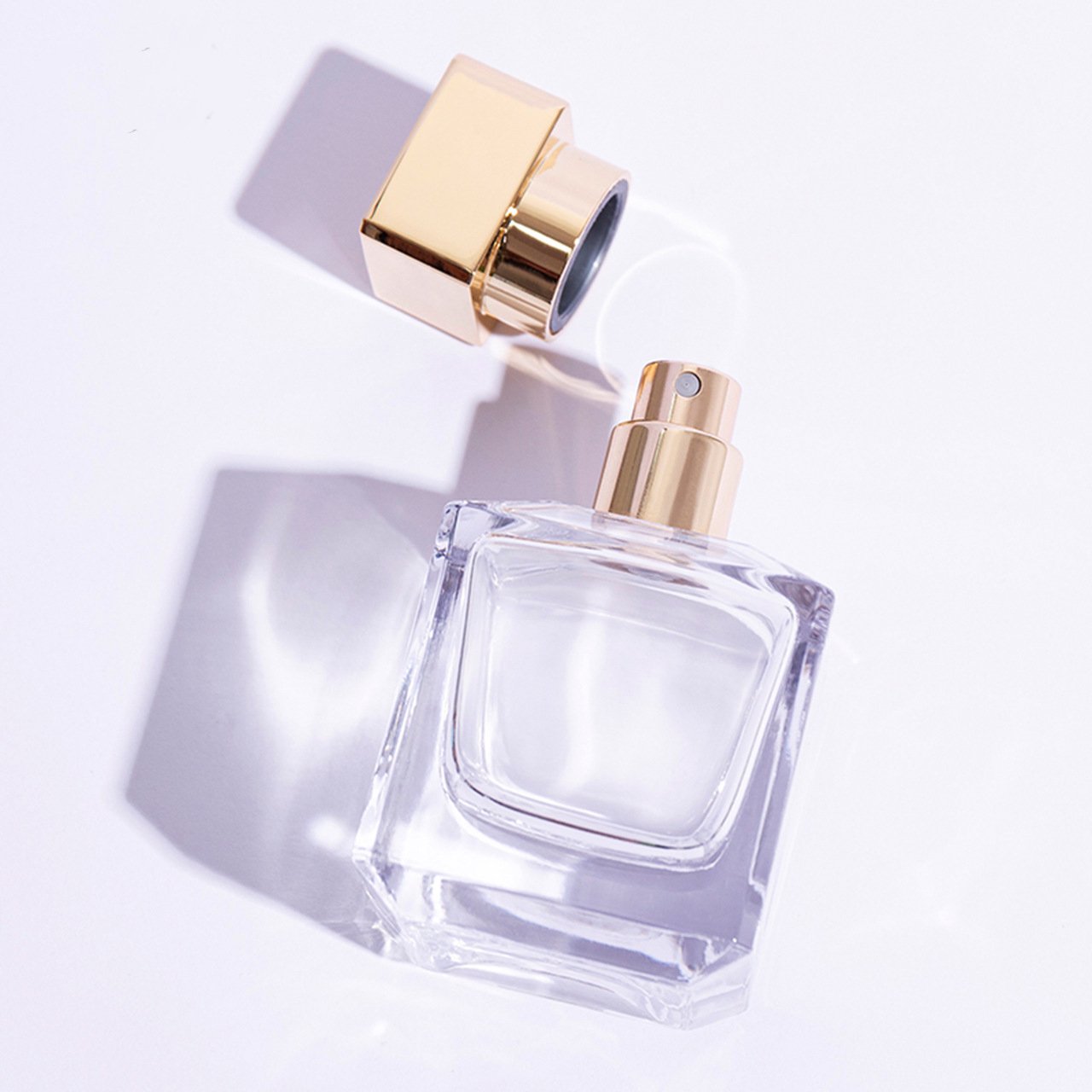 50ml 70ml Glass Perfume Spray Bottle with Square Cap Luxury Rectangle Custom Empty Perfume Bottle