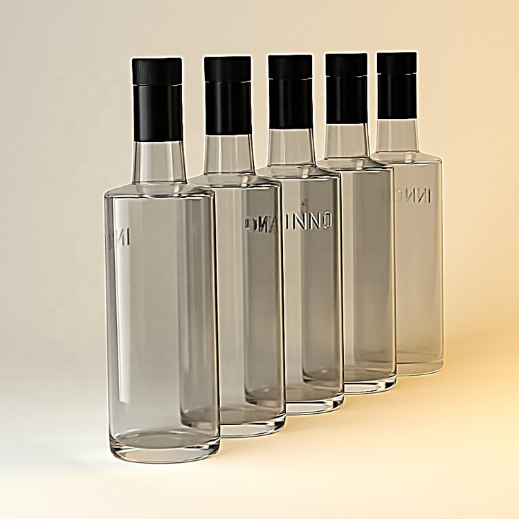 750ml 700ml 500ml Custom Empty Glass Bottle with Stopper Screw Cap Cork for Gin Vodka Whisky Tequila Liquor Alcohol Spirits