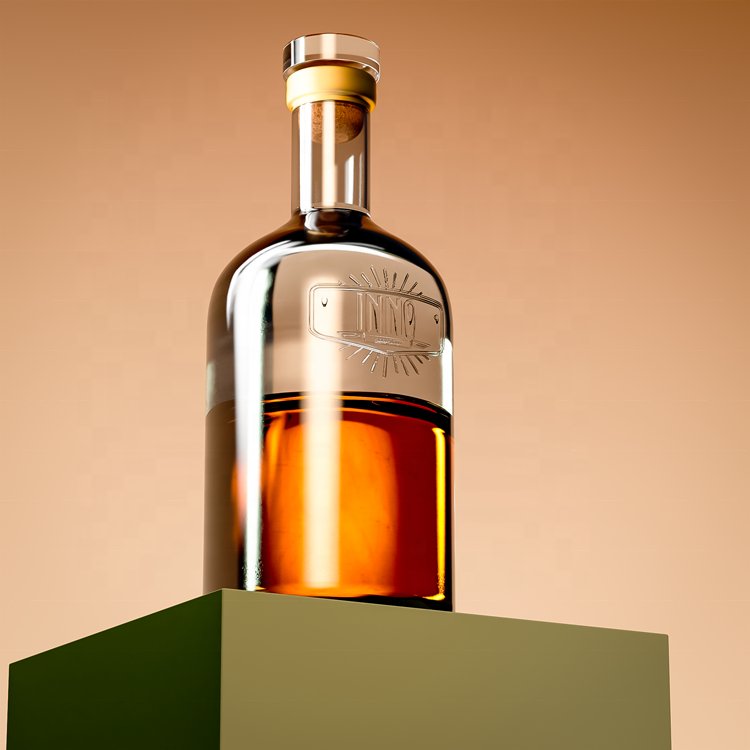 750ml 700ml 500ml Custom Empty Glass Bottle with Stopper Screw Cap Cork for Gin Vodka Whisky Tequila Liquor Alcohol Spirits
