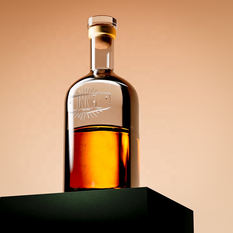 750ml 700ml 500ml Custom Empty Glass Bottle with Stopper Screw Cap Cork for Gin Vodka Whisky Tequila Liquor Alcohol Spirits