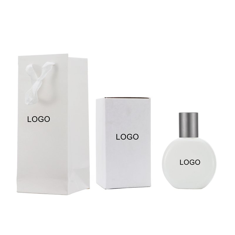 New Flat Round Thickened Glass Spray Bottle Crystal White Transparent Glass Perfume Bottle Cosmetics Empty Bottle