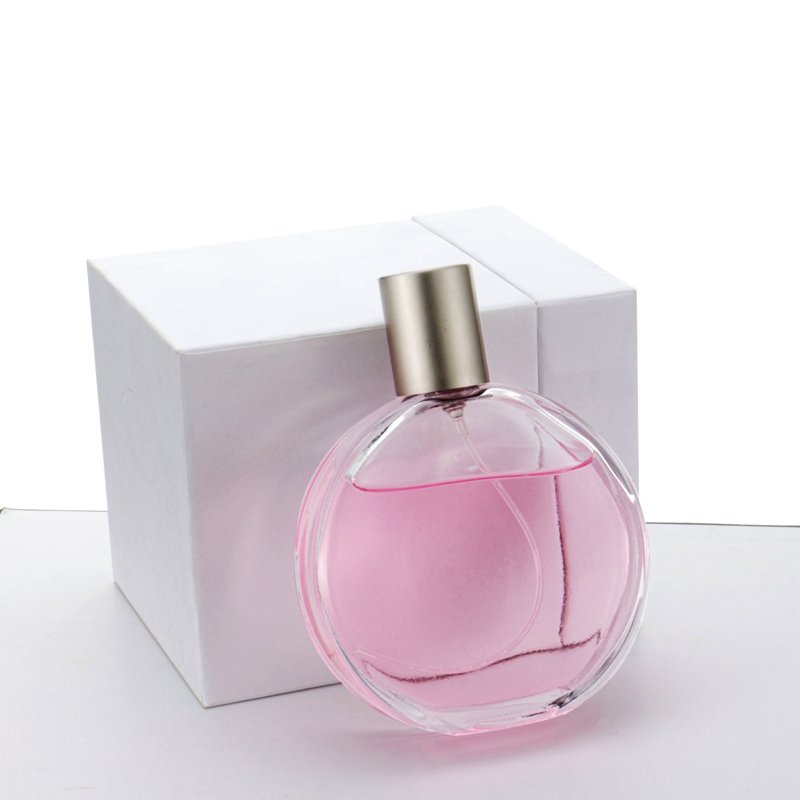 New Flat Round Thickened Glass Spray Bottle Crystal White Transparent Glass Perfume Bottle Cosmetics Empty Bottle