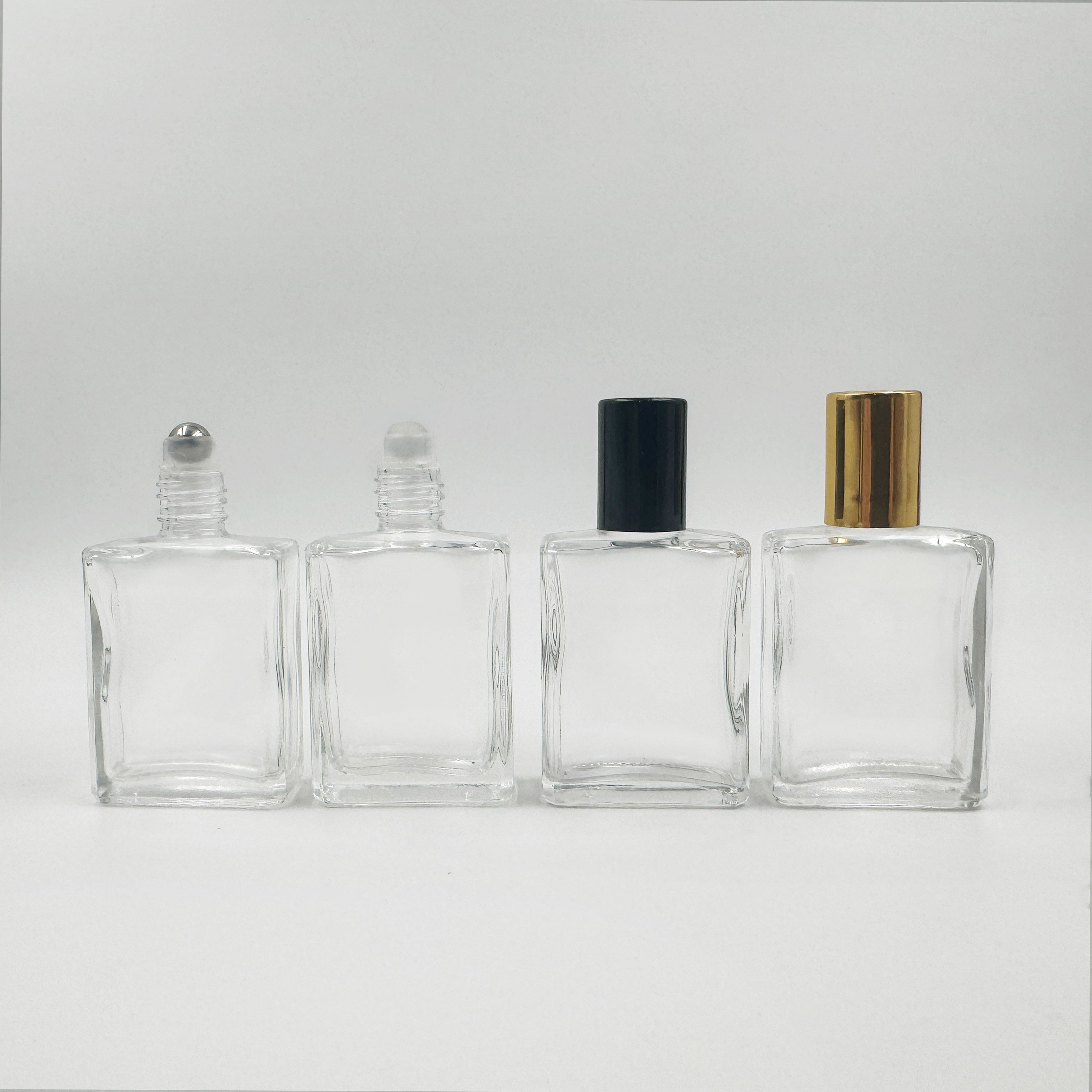 Popular empty clear flat square rectangle Cosmetic 5ml 10ml 15ml 30ml 50ml 100ml Glass roller essential oil Bottle