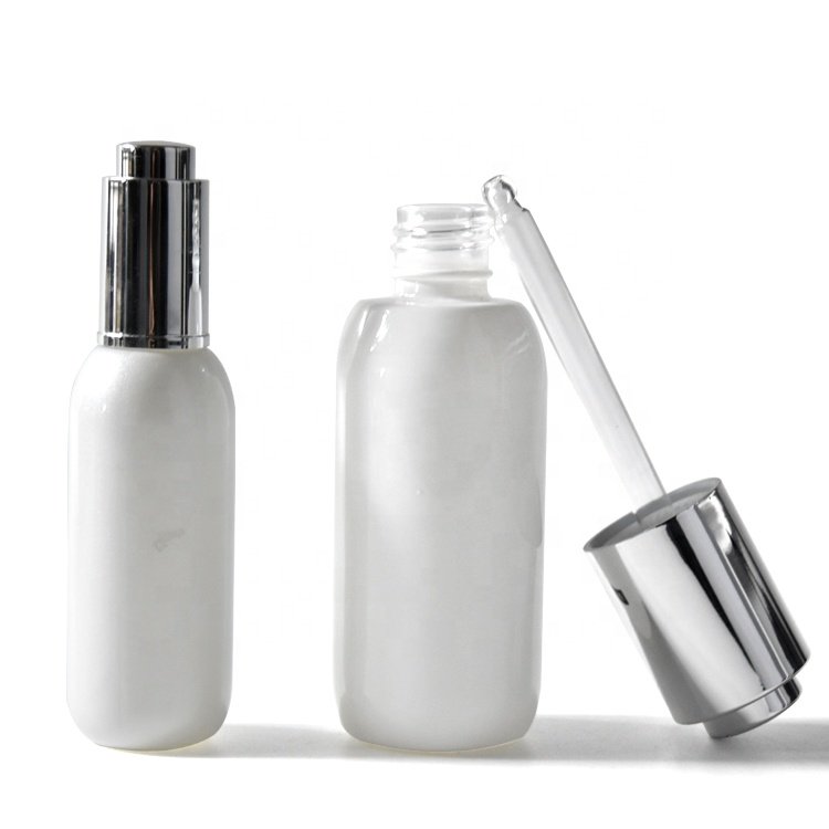 Luxury white pressure pump plastic dropper cap for glass bottles 10ml 15ml hot style low piece essential oil bottle