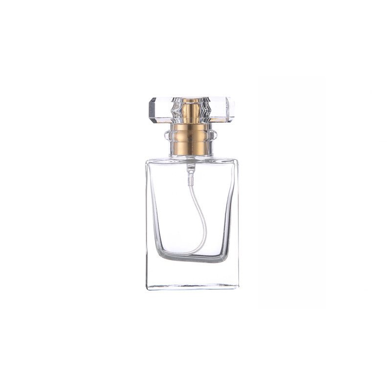 Wholesale 30ml Clear Empty Luxury Flat Square Spray Fragrance Parfum Bottle Black Refillable Perfume Glass Bottles