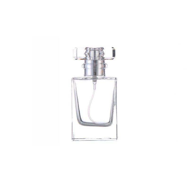 Wholesale 30ml Clear Empty Luxury Flat Square Spray Fragrance Parfum Bottle Black Refillable Perfume Glass Bottles