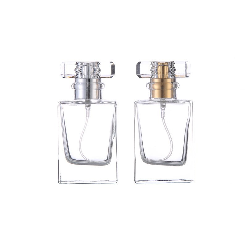 Wholesale 30ml Clear Empty Luxury Flat Square Spray Fragrance Parfum Bottle Black Refillable Perfume Glass Bottles