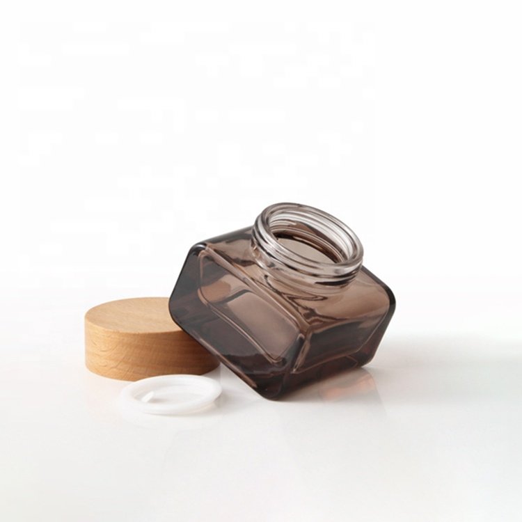 30g 50g Skincare Packaging Glass Face Cream jar 100ml 120ml Lotion Pump Serum Oil brown Cosmetic Glass Bottle with wood lid