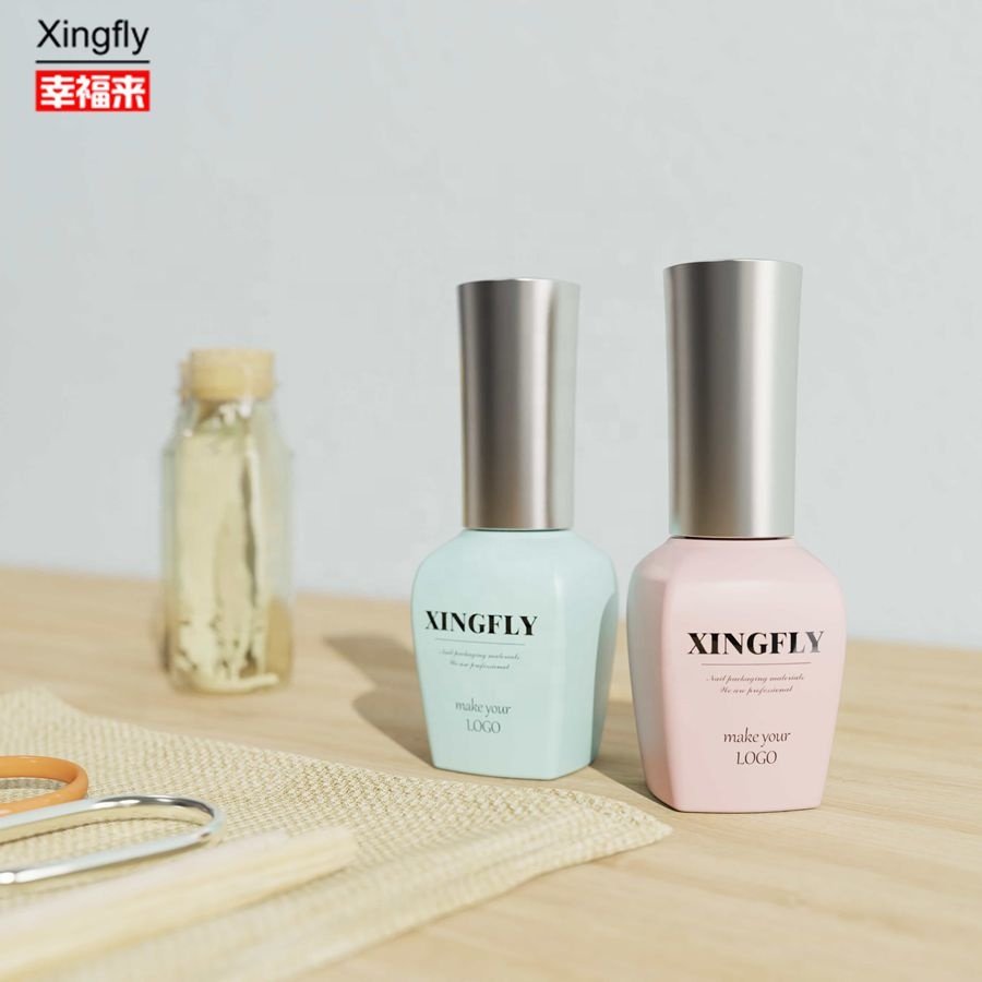 Wholesale custom design empty 14ml gel nail polish glass bottle for nail polish with cap and brush