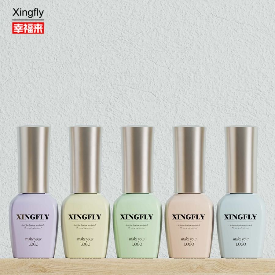 Wholesale custom design empty 14ml gel nail polish glass bottle for nail polish with cap and brush