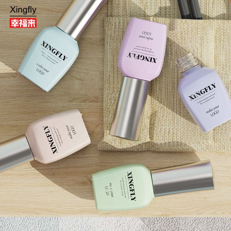 Wholesale custom design empty 14ml gel nail polish glass bottle for nail polish with cap and brush