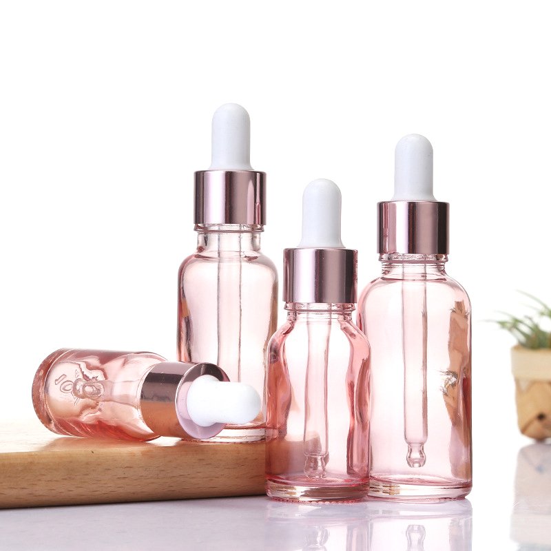 Cosmetic Packaging 30ml 50ml 100ml Hair Oil Essential Oil Perfume Pink Rose Gold Glass Dropper Bottle For Skin Care Packaging