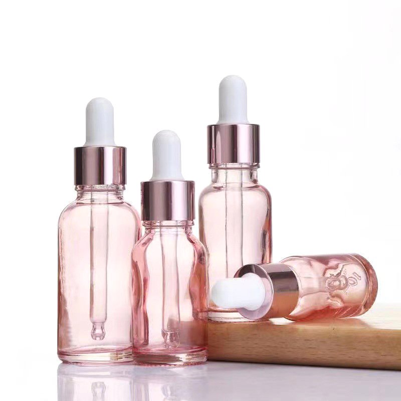 Cosmetic Packaging 30ml 50ml 100ml Hair Oil Essential Oil Perfume Pink Rose Gold Glass Dropper Bottle For Skin Care Packaging