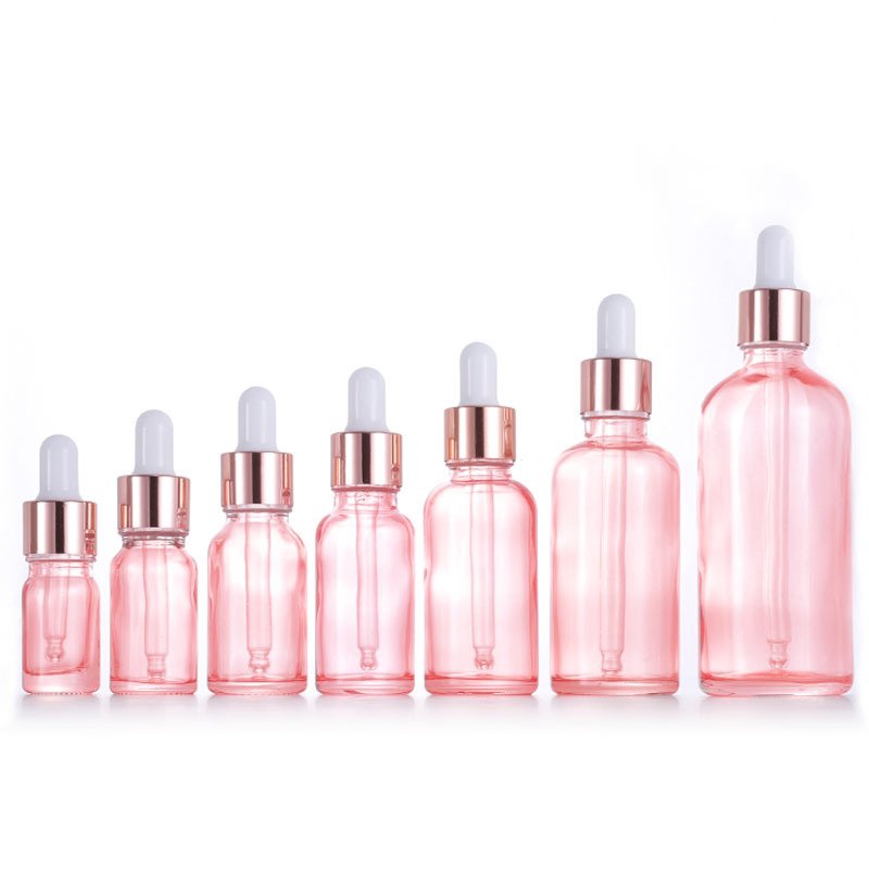 Cosmetic Packaging 30ml 50ml 100ml Hair Oil Essential Oil Perfume Pink Rose Gold Glass Dropper Bottle For Skin Care Packaging