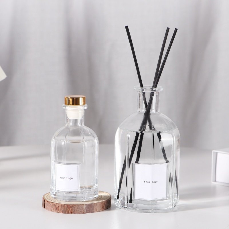 Home decoration 250ml new trend luxury reed diffuser bottle glass empty with cork top