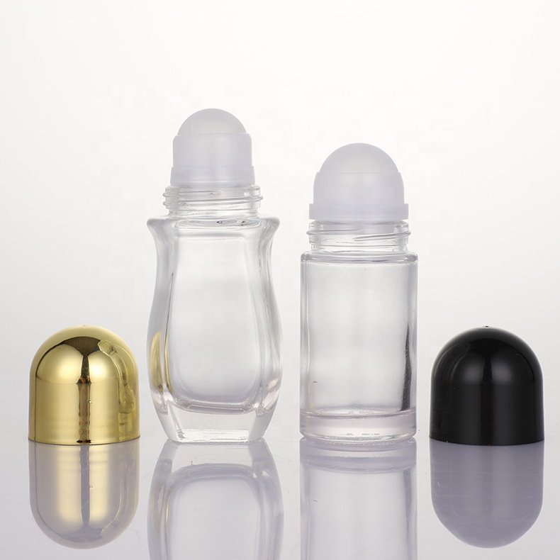 30ml 50ml Cylinder Roll On Deodorant Container arabic essential oil Glass roller ball Bottle
