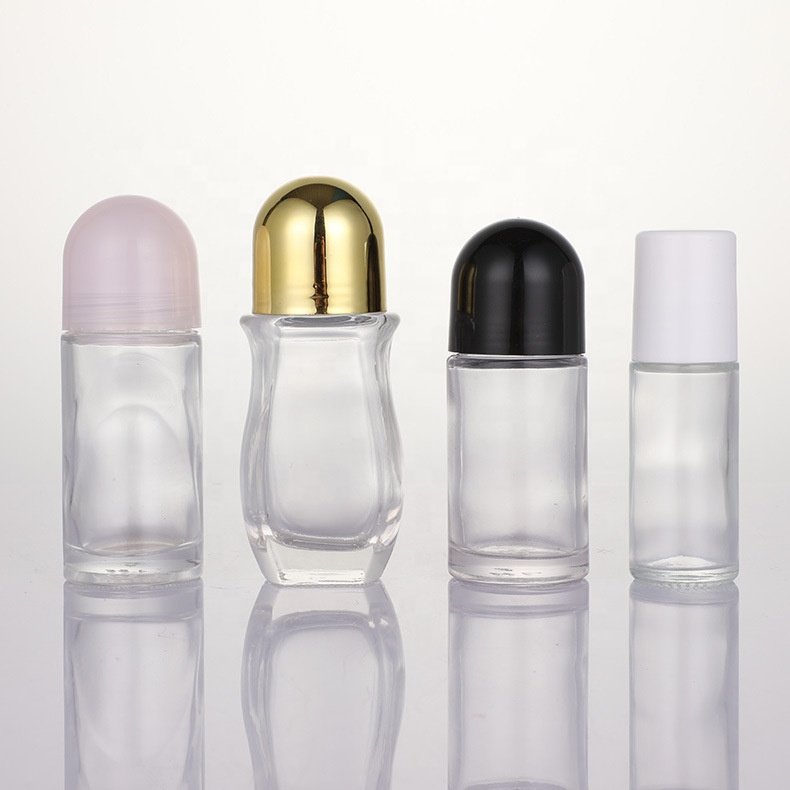 30ml 50ml Cylinder Roll On Deodorant Container arabic essential oil Glass roller ball Bottle