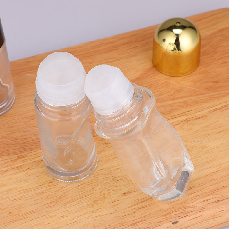 30ml 50ml Cylinder Roll On Deodorant Container arabic essential oil Glass roller ball Bottle