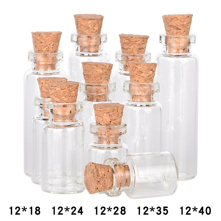 MiNi small glass Wishing Bottles with eye hook cork 2ml empty glass vial small Message Bottle with cork, drifting vial