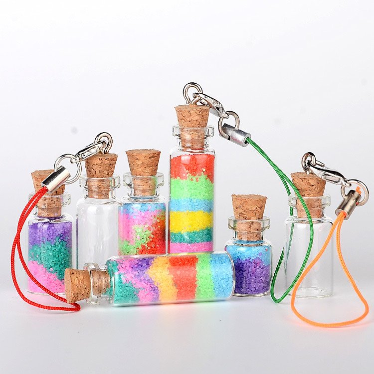 MiNi small glass Wishing Bottles with eye hook cork 2ml empty glass vial small Message Bottle with cork, drifting vial
