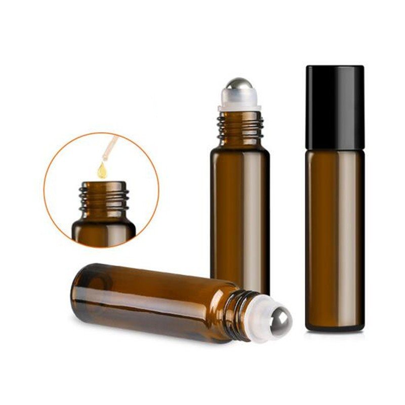 10ml Amber Essential Oil Perfume Roll On Glass Bottle with Roller Ball
