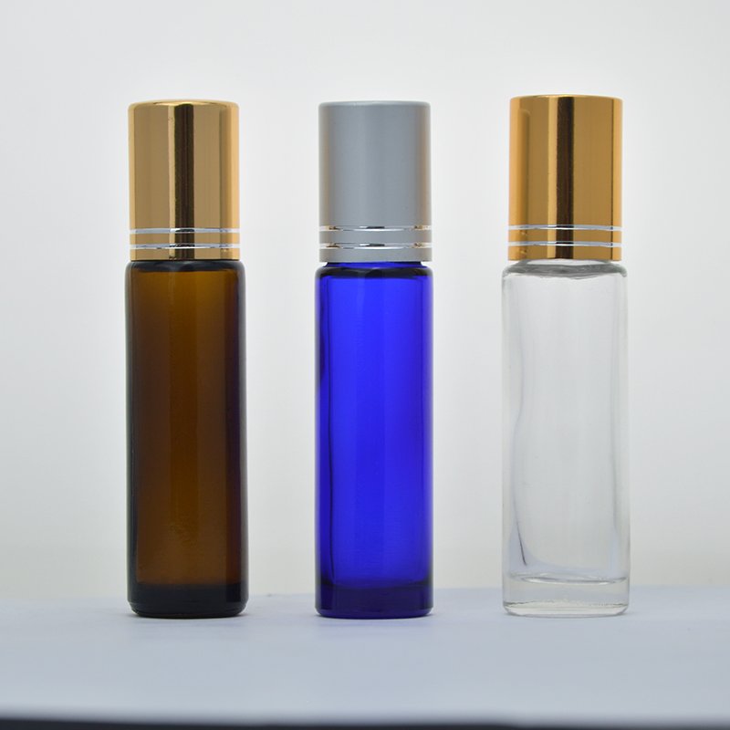 10ml Amber Essential Oil Perfume Roll On Glass Bottle with Roller Ball