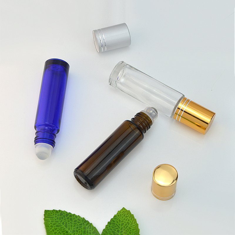 10ml Amber Essential Oil Perfume Roll On Glass Bottle with Roller Ball
