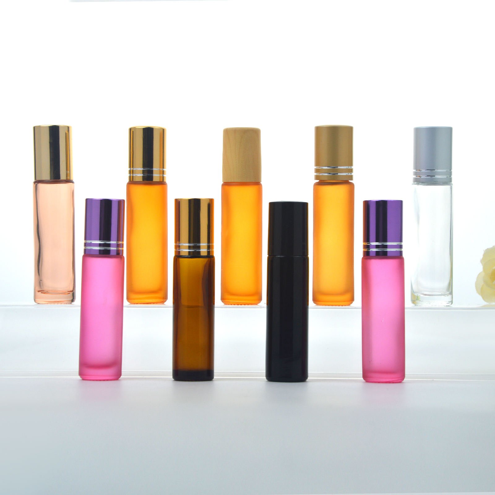 10ml Amber Essential Oil Perfume Roll On Glass Bottle with Roller Ball