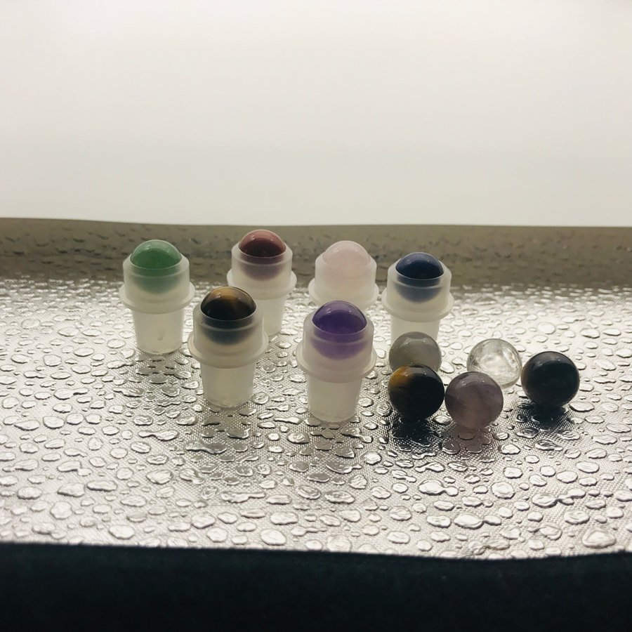 Wholesale #16 replace 10ml natural stone clear quartz roller ball for essential oil roller glass bottle