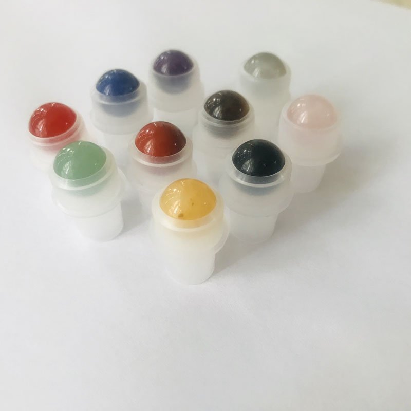 Wholesale #16 replace 10ml natural stone clear quartz roller ball for essential oil roller glass bottle