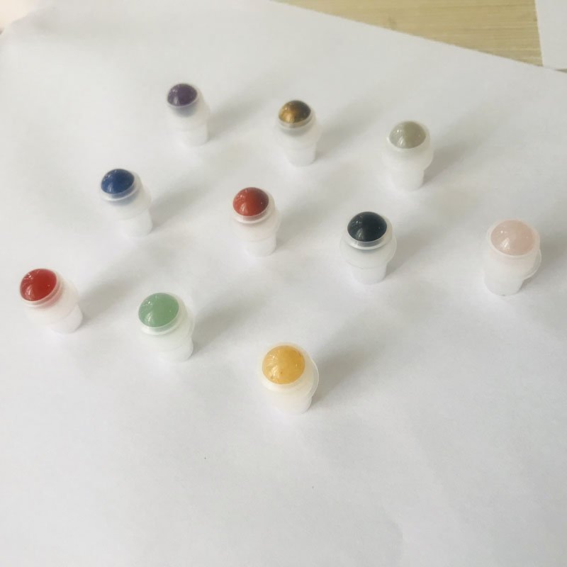 Wholesale #16 replace 10ml natural stone clear quartz roller ball for essential oil roller glass bottle