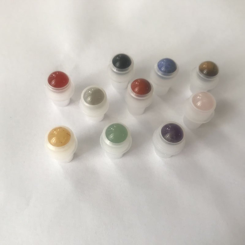 Wholesale #16 replace 10ml natural stone clear quartz roller ball for essential oil roller glass bottle
