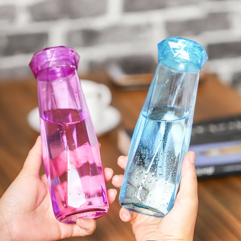 Crystal Infused Gem Water Bottle Wellness 500ml Glass water bottle wholesale Coloured stone glass water bottle