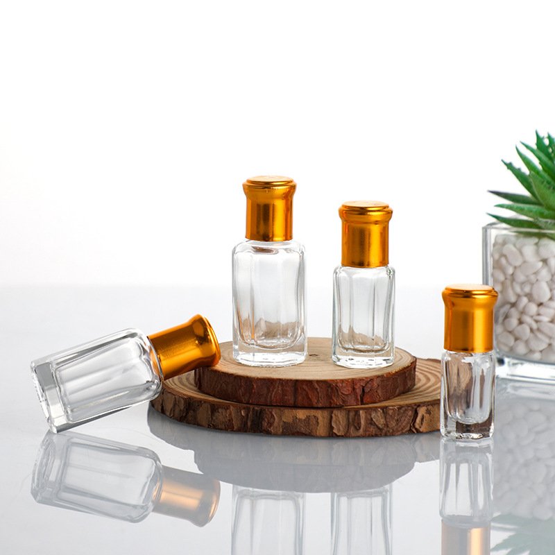 High end 3ml 6ml 12ml empty essential oil roll on glass vial bottle with gold lids