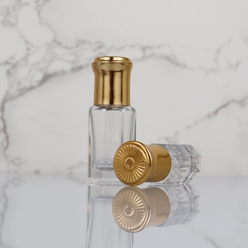 High end 3ml 6ml 12ml empty essential oil roll on glass vial bottle with gold lids