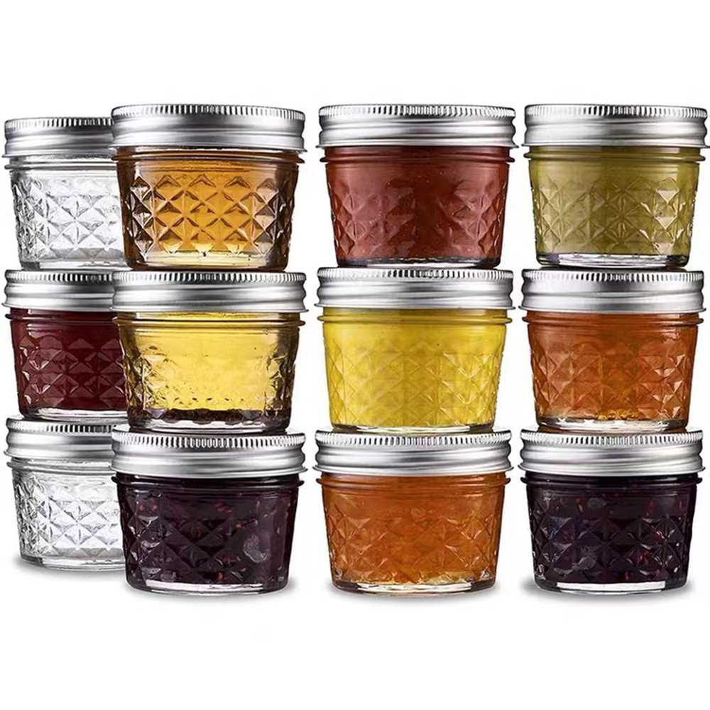 4oz 8oz 12z 20oz 100ml 200 ml 300ml 600ml High Quality Cheap Caviar Glass Jar Sealed Jam Jar metal lid /glass Bottle For Food