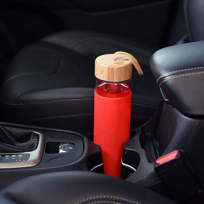 Eco Friendly 20 Oz BPA Free Borosilicate Glass Sublimation Glass Bottle with Bamboo Lid and Silicone Sleeve