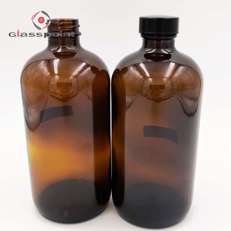 4oz amber boston glass bottle with sprayer pump
