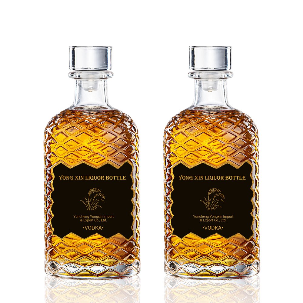 500ml High-End Luxury Rectangular Transparent Glass Liquor Wine Juice Bottle Whiskey Bottle Without Cork