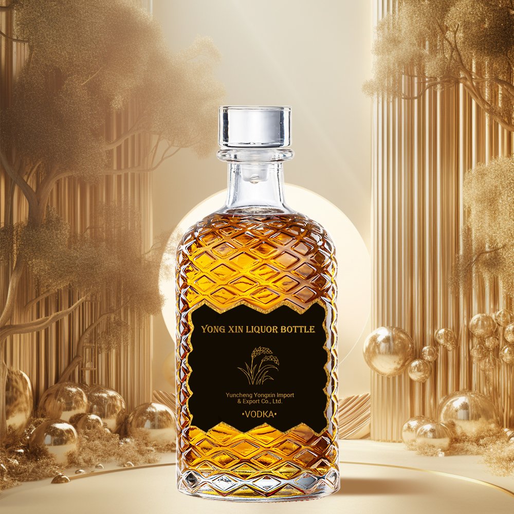500ml High-End Luxury Rectangular Transparent Glass Liquor Wine Juice Bottle Whiskey Bottle Without Cork