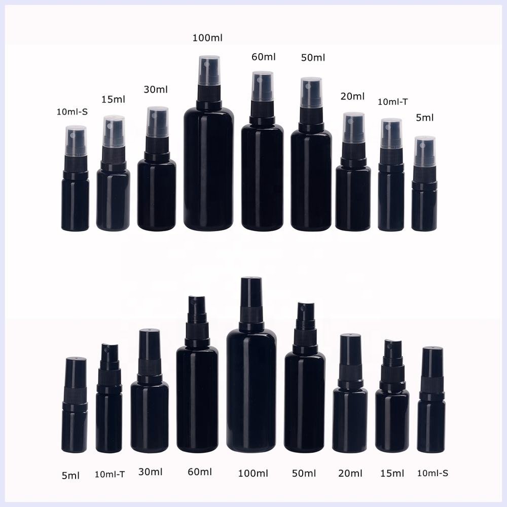 UV protection black purple glass essential oil bottles 50ml glass spray bottle black fine mist 50ml spray bottles