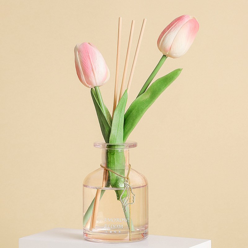 Wholesale Custom Aromatherapy Air Fresher Home Fragrance Decoration 120ml Glass Bottle Reed Diffuser With Flower