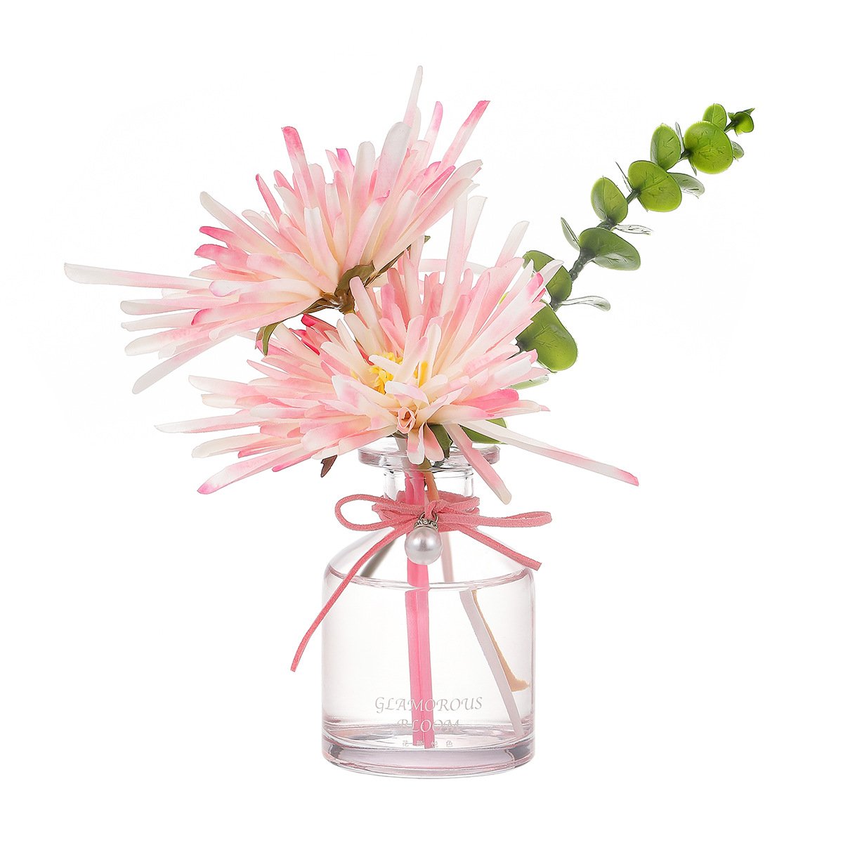 Wholesale Custom Aromatherapy Air Fresher Home Fragrance Decoration 120ml Glass Bottle Reed Diffuser With Flower