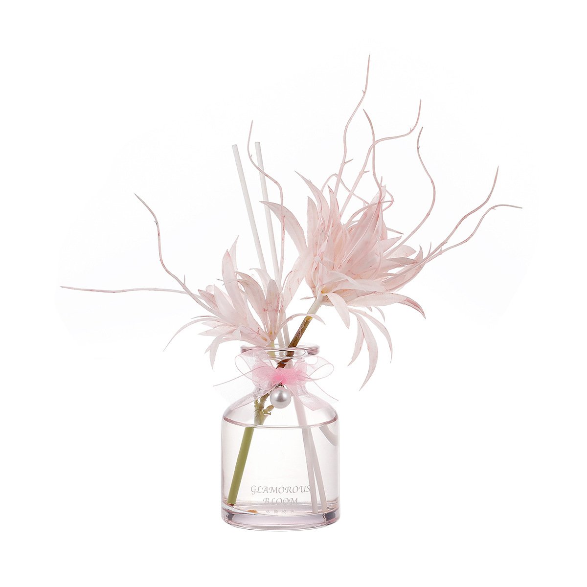 Wholesale Custom Aromatherapy Air Fresher Home Fragrance Decoration 120ml Glass Bottle Reed Diffuser With Flower